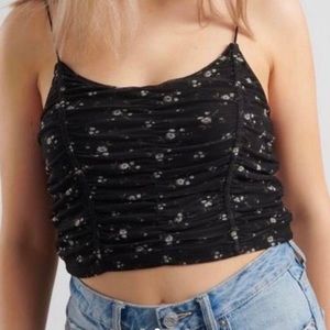 •Garage Floral Ruched Mesh Cami Top•